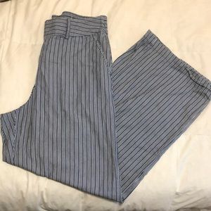 A New Day Wide Leg Navy Blue/White Striped Pants (Size Medium)